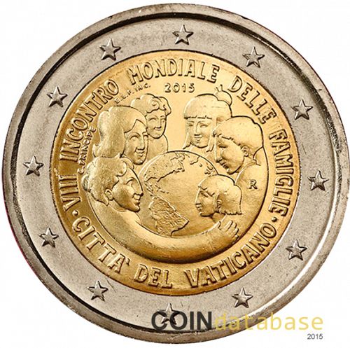 2 € Obverse Image minted in VATICAN in 2015 (VIII World meeting of families)  - The Coin Database