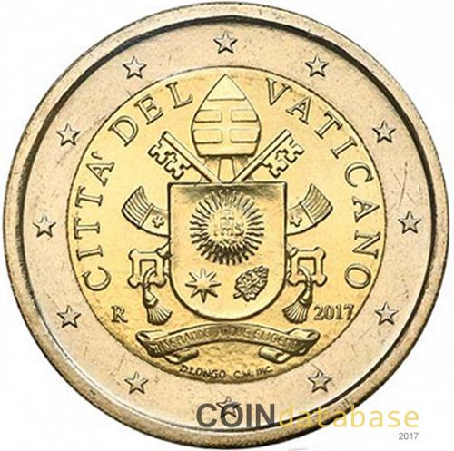 2 € Obverse Image minted in VATICAN in 2017 (FRANCIS'S SHIELD)  - The Coin Database