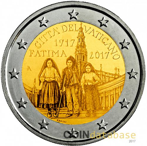 2 € Obverse Image minted in VATICAN in 2017 (Centenary of the Apparitions of Fatima)  - The Coin Database