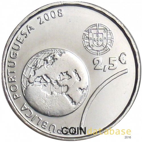 2.5 € Obverse Image minted in PORTUGAL in 2008 (2.5 Euros Commemorative BU)  - The Coin Database