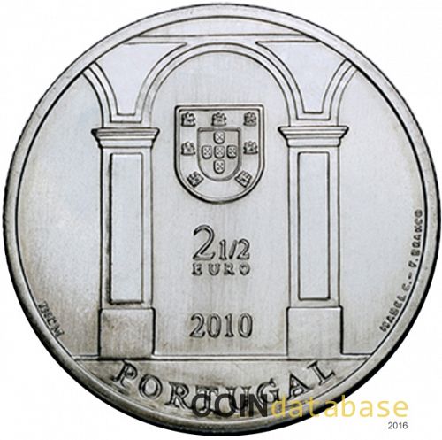 2.5 € Obverse Image minted in PORTUGAL in 2010 (2.5 Euros Commemorative BU)  - The Coin Database