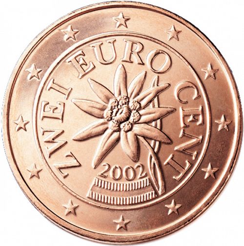 2 cent Obverse Image minted in AUSTRIA in 2002 (1st Series)  - The Coin Database