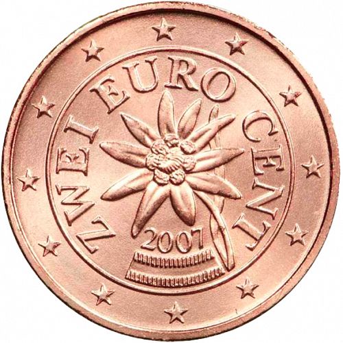2 cent Obverse Image minted in AUSTRIA in 2007 (1st Series)  - The Coin Database