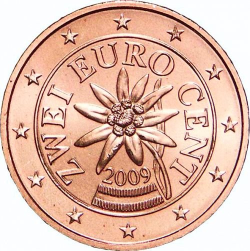 2 cent Obverse Image minted in AUSTRIA in 2009 (1st Series)  - The Coin Database