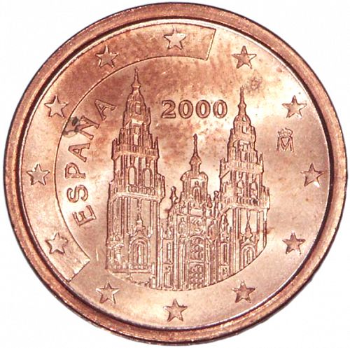 2 cent Obverse Image minted in SPAIN in 2000 (JUAN CARLOS I)  - The Coin Database