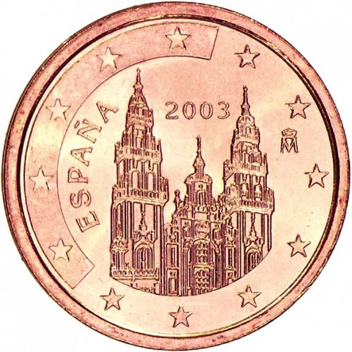 2 cent Obverse Image minted in SPAIN in 2003 (JUAN CARLOS I)  - The Coin Database