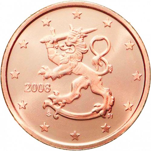 2 cent Obverse Image minted in FINLAND in 2008 (3rd Series - Mint Mark moved)  - The Coin Database