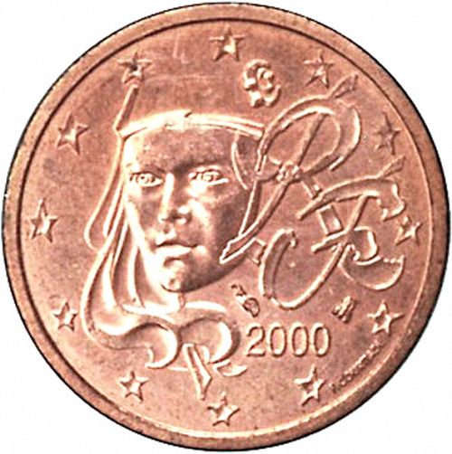 2 cent Obverse Image minted in FRANCE in 2000 (1st Series)  - The Coin Database