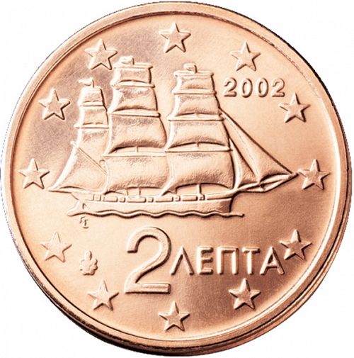 2 cent Obverse Image minted in GREECE in 2002 (1st Series)  - The Coin Database