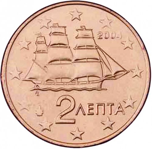 2 cent Obverse Image minted in GREECE in 2004 (1st Series)  - The Coin Database