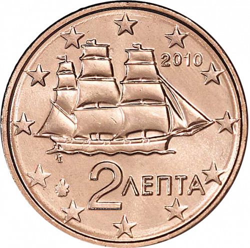 2 cent Obverse Image minted in GREECE in 2010 (1st Series)  - The Coin Database