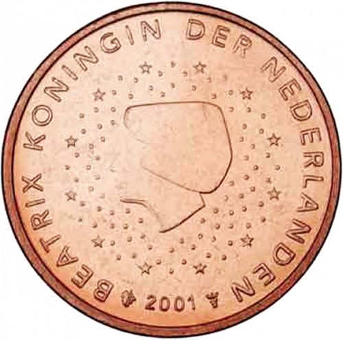 2 cent Obverse Image minted in NETHERLANDS in 2001 (BEATRIX)  - The Coin Database