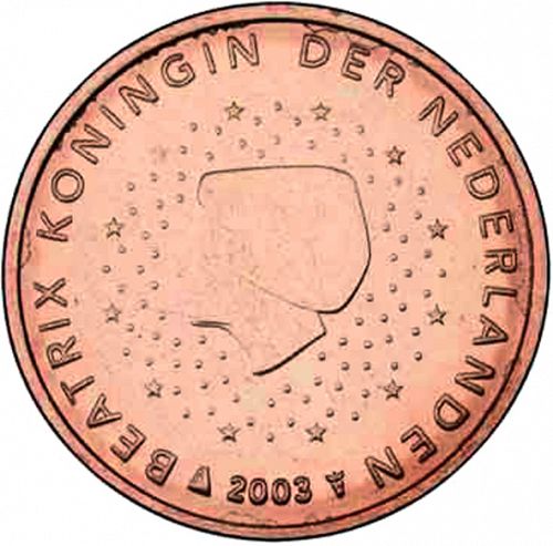 2 cent Obverse Image minted in NETHERLANDS in 2003 (BEATRIX)  - The Coin Database