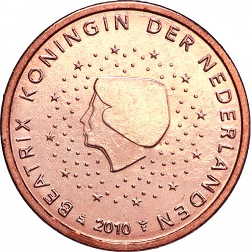 2 cent Obverse Image minted in NETHERLANDS in 2010 (BEATRIX)  - The Coin Database