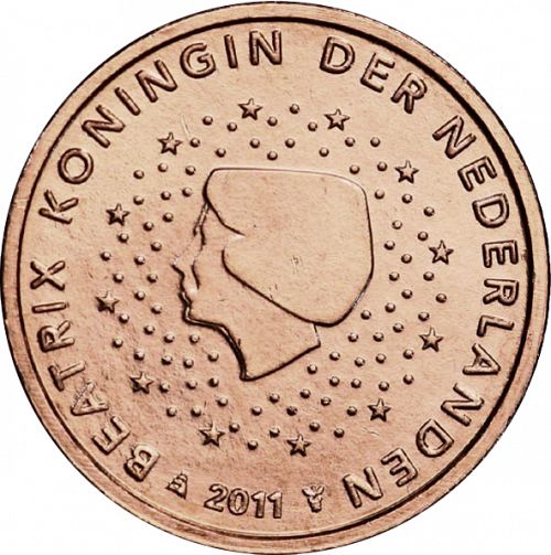 2 cent Obverse Image minted in NETHERLANDS in 2011 (BEATRIX)  - The Coin Database