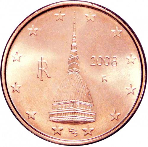2 cent Obverse Image minted in ITALY in 2008 (1st Series)  - The Coin Database