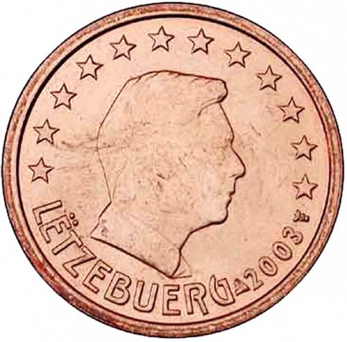 2 cent Obverse Image minted in LUXEMBOURG in 2003 (GRAND DUKE HENRI)  - The Coin Database