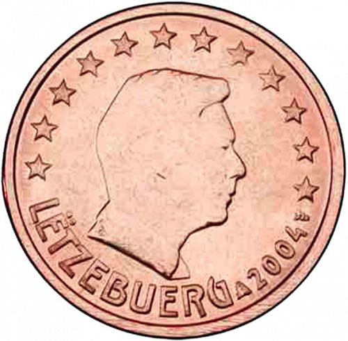 2 cent Obverse Image minted in LUXEMBOURG in 2004 (GRAND DUKE HENRI)  - The Coin Database
