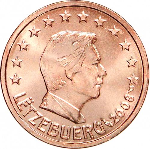 2 cent Obverse Image minted in LUXEMBOURG in 2008 (GRAND DUKE HENRI)  - The Coin Database