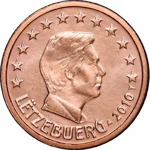 2 cent Obverse Image minted in LUXEMBOURG in 2010 (GRAND DUKE HENRI)  - The Coin Database