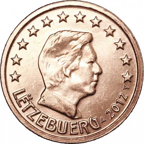 2 cent Obverse Image minted in LUXEMBOURG in 2012 (GRAND DUKE HENRI)  - The Coin Database