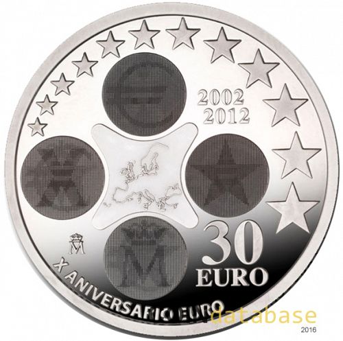 30 € Obverse Image minted in SPAIN in 2012 (30€ Commemorative BU)  - The Coin Database
