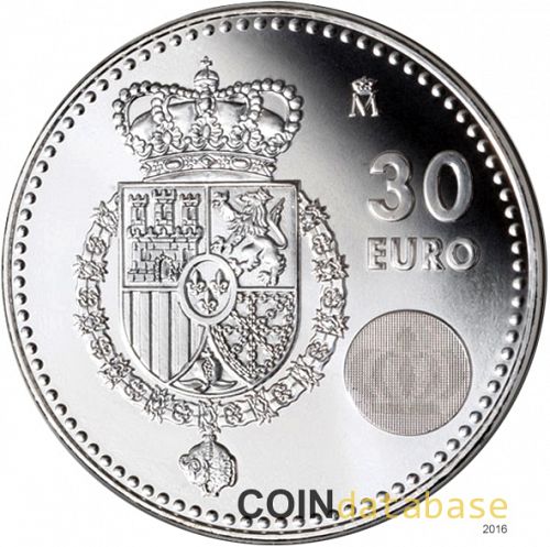 30 € Obverse Image minted in SPAIN in 2014 (30€ Commemorative BU)  - The Coin Database
