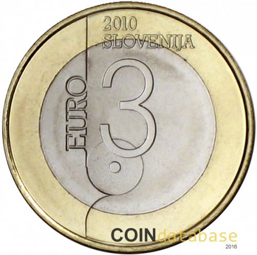 3 € Reverse Image minted in SLOVENIA in 2010 (3€ Commemorative BU)  - The Coin Database