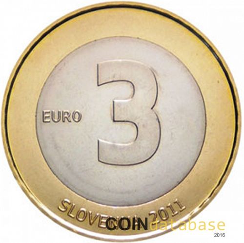 3 € Reverse Image minted in SLOVENIA in 2011 (3€ Commemorative BU)  - The Coin Database
