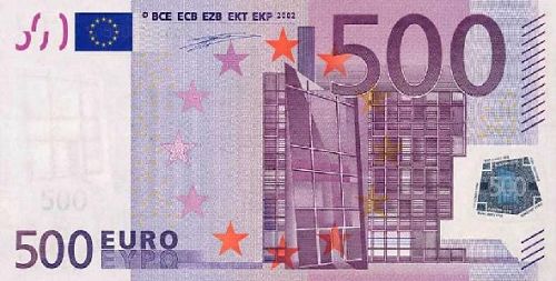 500 € Obverse Image minted in · Euro notes in 2002S (1st Series - Architectural style 