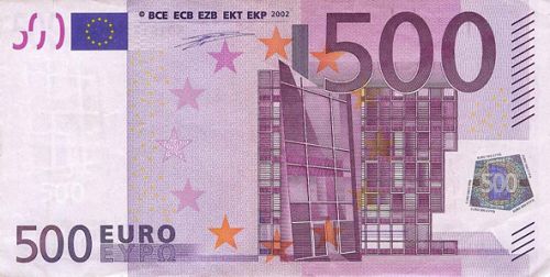 500 € Obverse Image minted in · Euro notes in 2002X (1st Series - Architectural style 