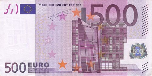 500 € Obverse Image minted in · Euro notes in 2002X (1st Series - Architectural style 