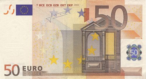 50 € Obverse Image minted in · Euro notes in 2002S (1st Series - Architectural style 