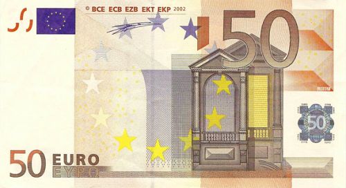 50 € Obverse Image minted in · Euro notes in 2002U (1st Series - Architectural style 