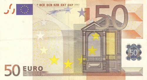 50 € Obverse Image minted in · Euro notes in 2002X (1st Series - Architectural style 