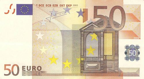 50 € Obverse Image minted in · Euro notes in 2002P (1st Series - Architectural style 