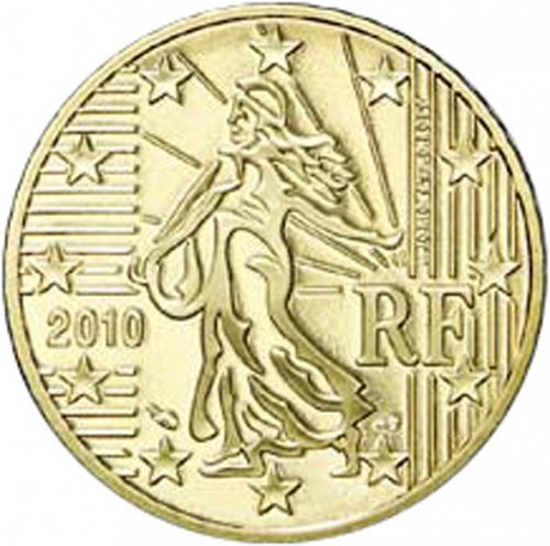 50 cent Obverse Image minted in FRANCE in 2010 (1st - New Reverse)  - The Coin Database