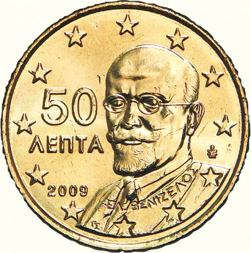 50 cent Obverse Image minted in GREECE in 2009 (1st Series - New Reverse)  - The Coin Database