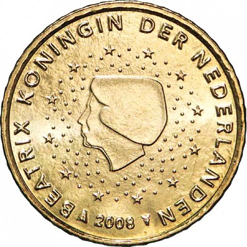 50 cent Obverse Image minted in NETHERLANDS in 2008 (BEATRIX - New Reverse)  - The Coin Database
