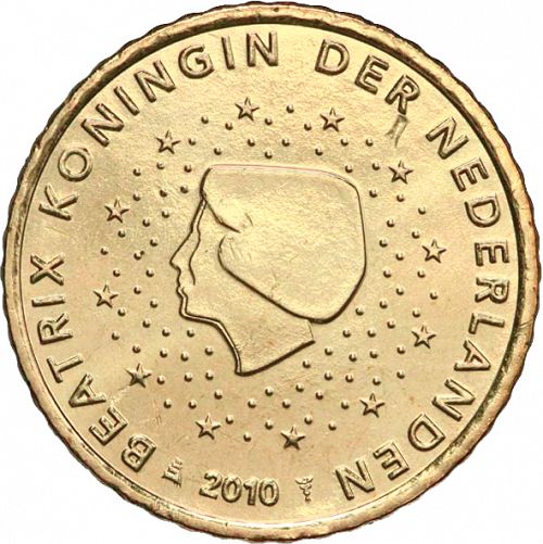50 cent Obverse Image minted in NETHERLANDS in 2010 (BEATRIX - New Reverse)  - The Coin Database
