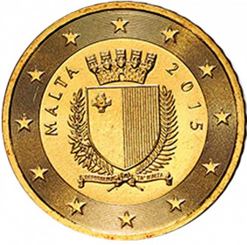 50 cent Obverse Image minted in MALTA in 2015 (1st Series - New Reverse)  - The Coin Database