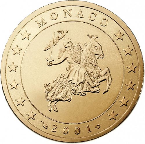 50 cent Obverse Image minted in MONACO in 2001 (RAINIER III)  - The Coin Database