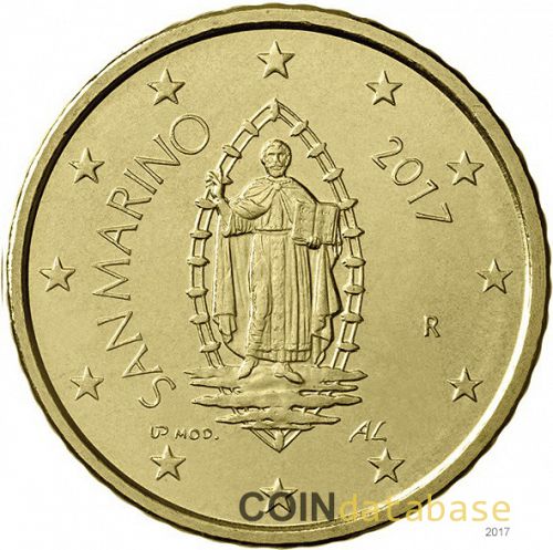 50 cent Obverse Image minted in SAN MARINO in 2017 (2nd Series - New Reverse)  - The Coin Database