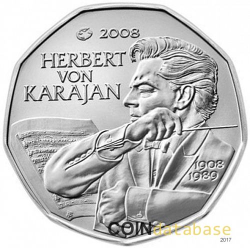 5 € Obverse Image minted in AUSTRIA in 2008 (5€ Silver Coins)  - The Coin Database