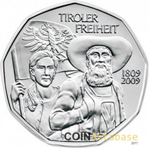 5 € Obverse Image minted in AUSTRIA in 2009 (5€ Silver Coins)  - The Coin Database
