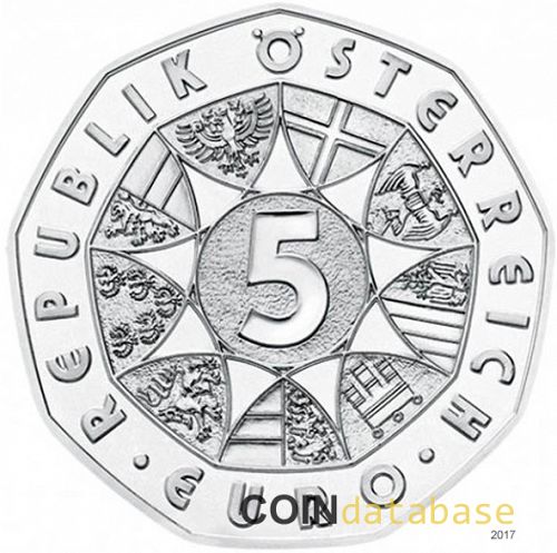 5 € Reverse Image minted in AUSTRIA in 2015 (5€ Silver Coins)  - The Coin Database