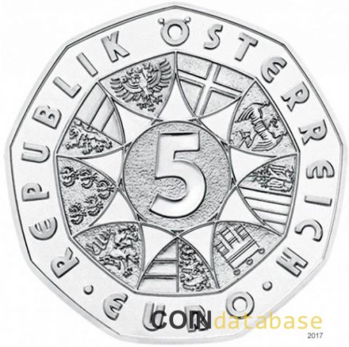5 € Reverse Image minted in AUSTRIA in 2017 (5€ Silver Coins)  - The Coin Database