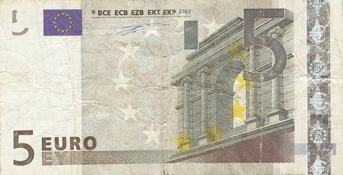 5 € Obverse Image minted in · Euro notes in 2002N (1st Series - Architectural style 