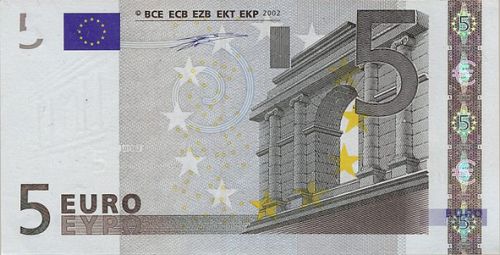 5 € Obverse Image minted in · Euro notes in 2002U (1st Series - Architectural style 