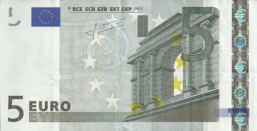 5 € Obverse Image minted in · Euro notes in 2002L (1st Series - Architectural style 